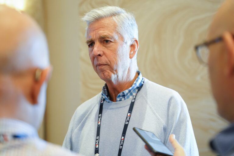 Philadelphia Phillies president of baseball operations Dave Dombrowski answers questions from the media during the MLB GM Meetings at The Conrad Las Vegas.