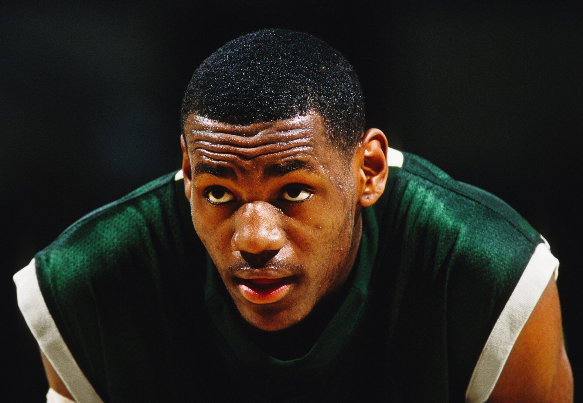 FILE PHOTO; St. Vincent-St. Mary Fighting Irish forward LeBron James (23) on the court against the Oak Hill Academy Warriors during the 2002 Prime Time Shootout at Sovereign Bank Arena.