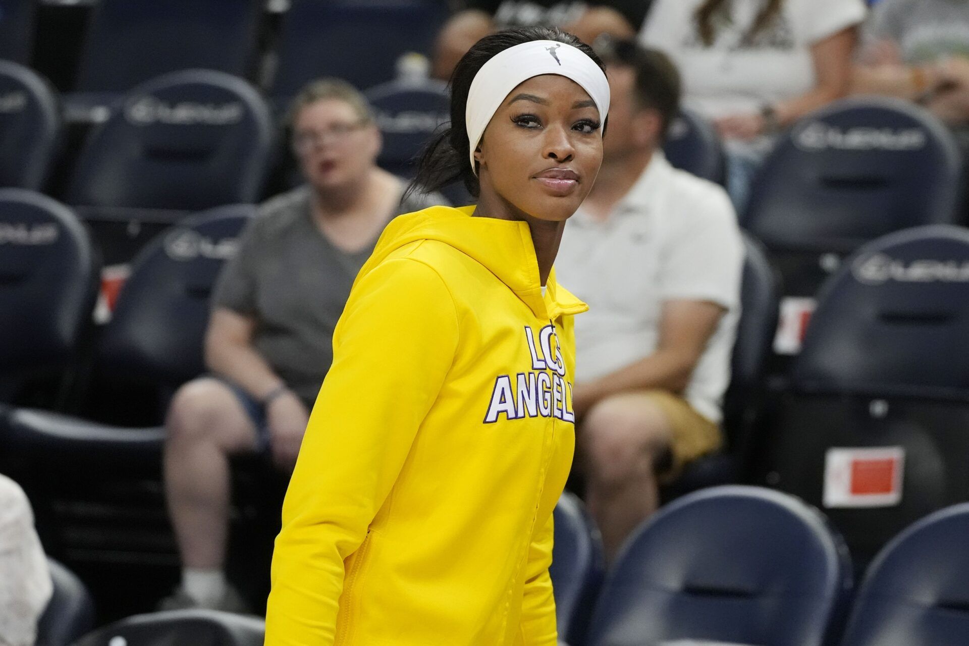 Los Angeles Sparks forward Rickea Jackson (2) prepares to play the Minnesota Lynx before the game at Target Center.
