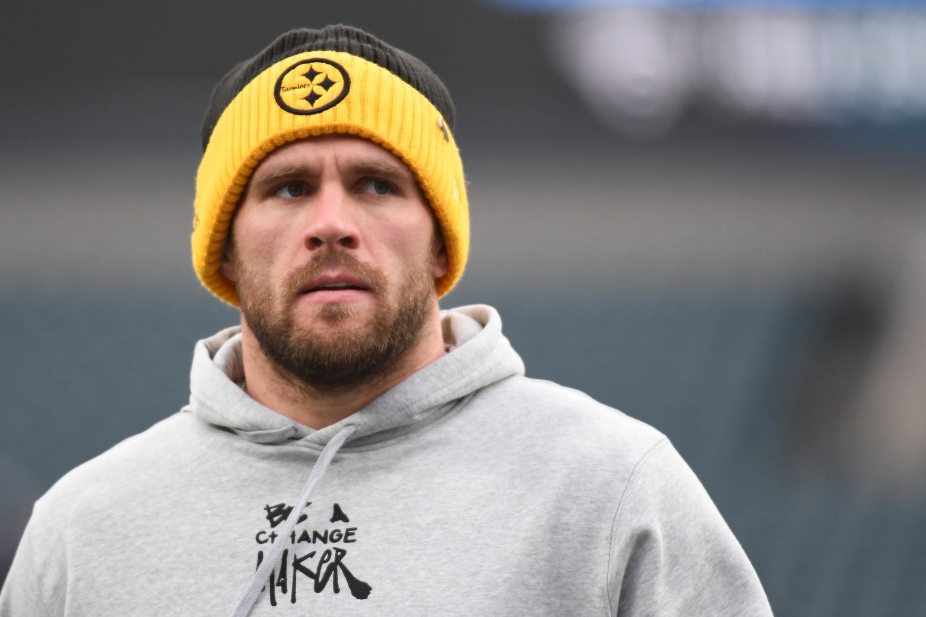 Pittsburgh Steelers linebacker T.J. Watt (90) during warmups against the Philadelphia Eagles at Lincoln Financial Field.