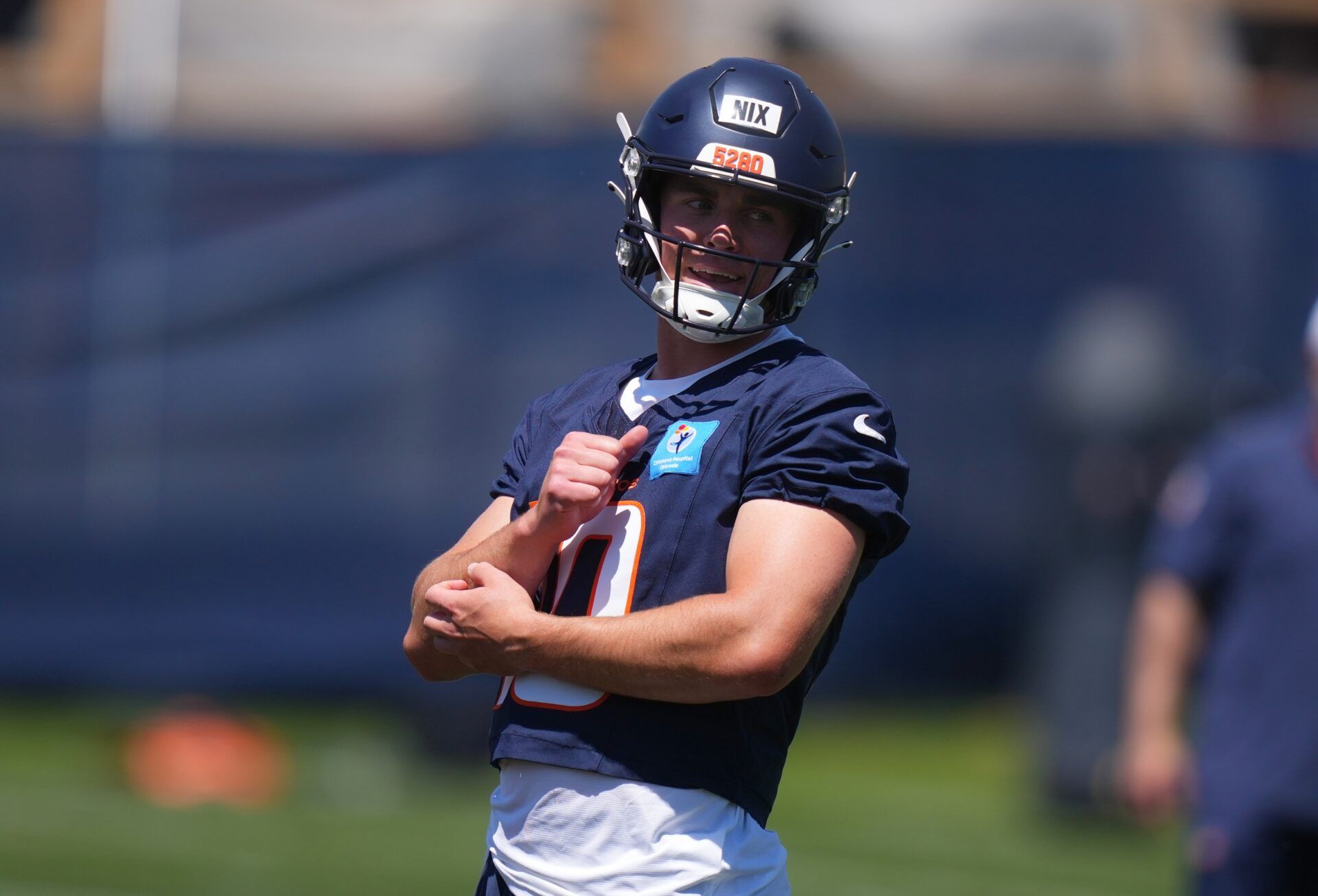 Denver Broncos quarterback Bo Nix (10) during minicamp at Broncos Park Powered by CommonSpirit.