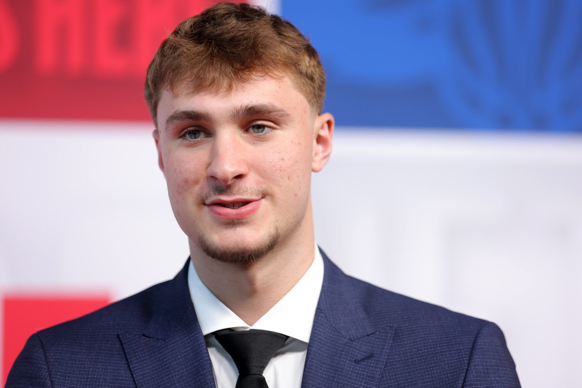 Cooper Flagg arrives before the first round of the 2025 NBA Draft at Barclays Center.