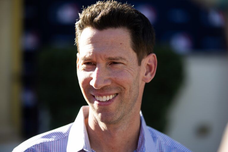 Boston Red Six chief baseball officer Craig Breslow speaks to the media during the MLB General Manager's Meetings at Omni Scottsdale Resort & Spa.