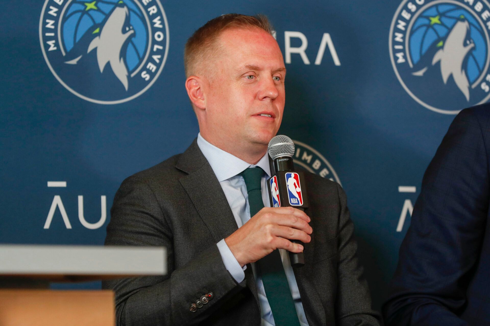 Minnesota Timberwolves president of basketball operations Tim Connelly answers questions at a press conference to introduce the 2022 draft picks at Target Center.