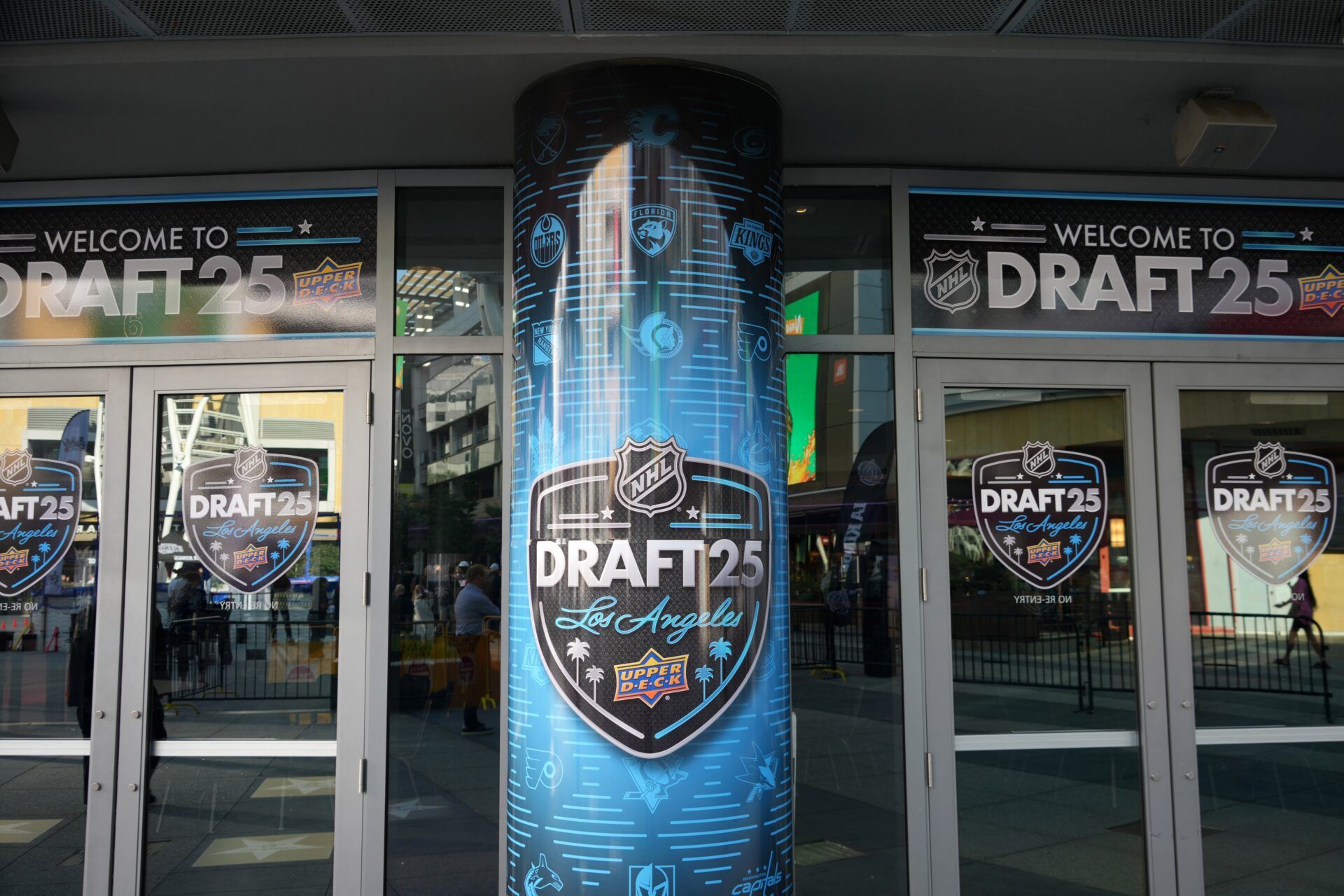 NHL Draft 25 Los Angeles signage at the Peacock Theater.