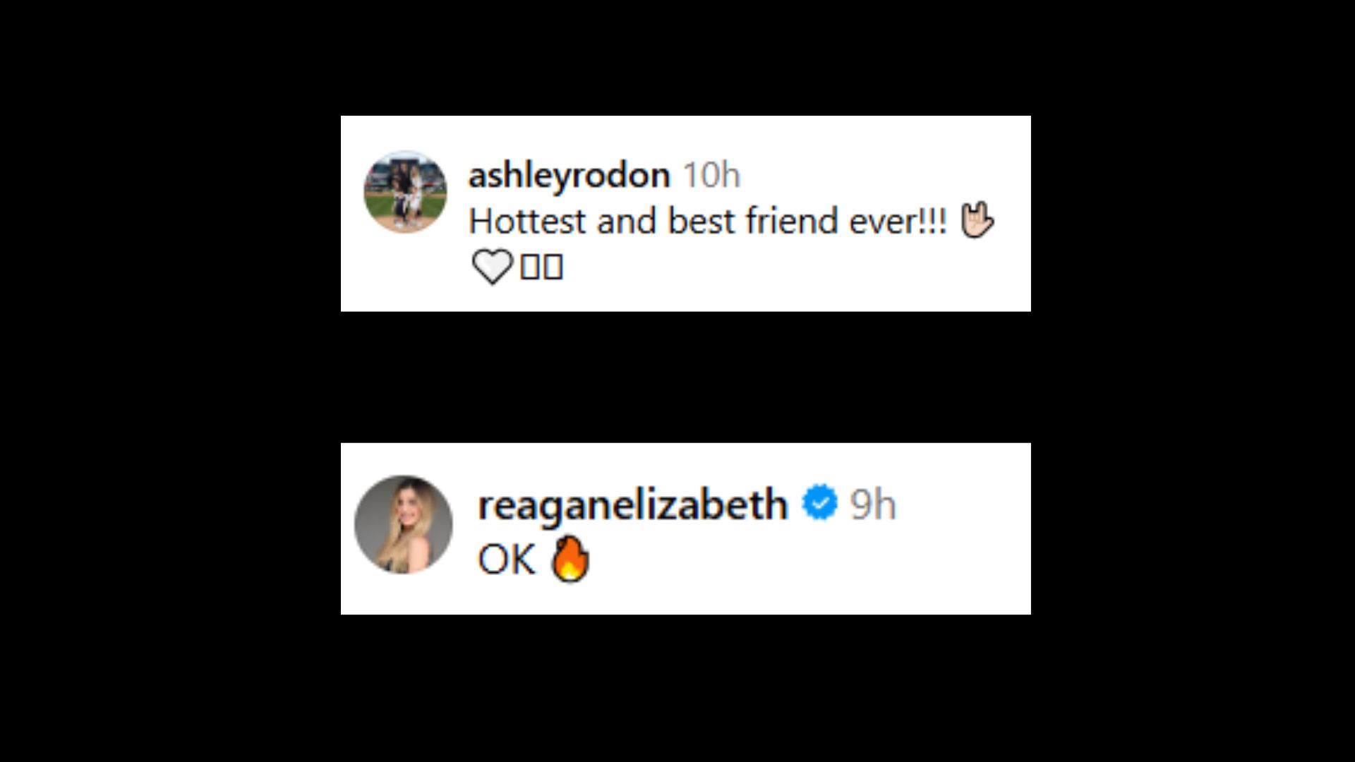 Screenshot of the comments from Amy Cole's Instagram post