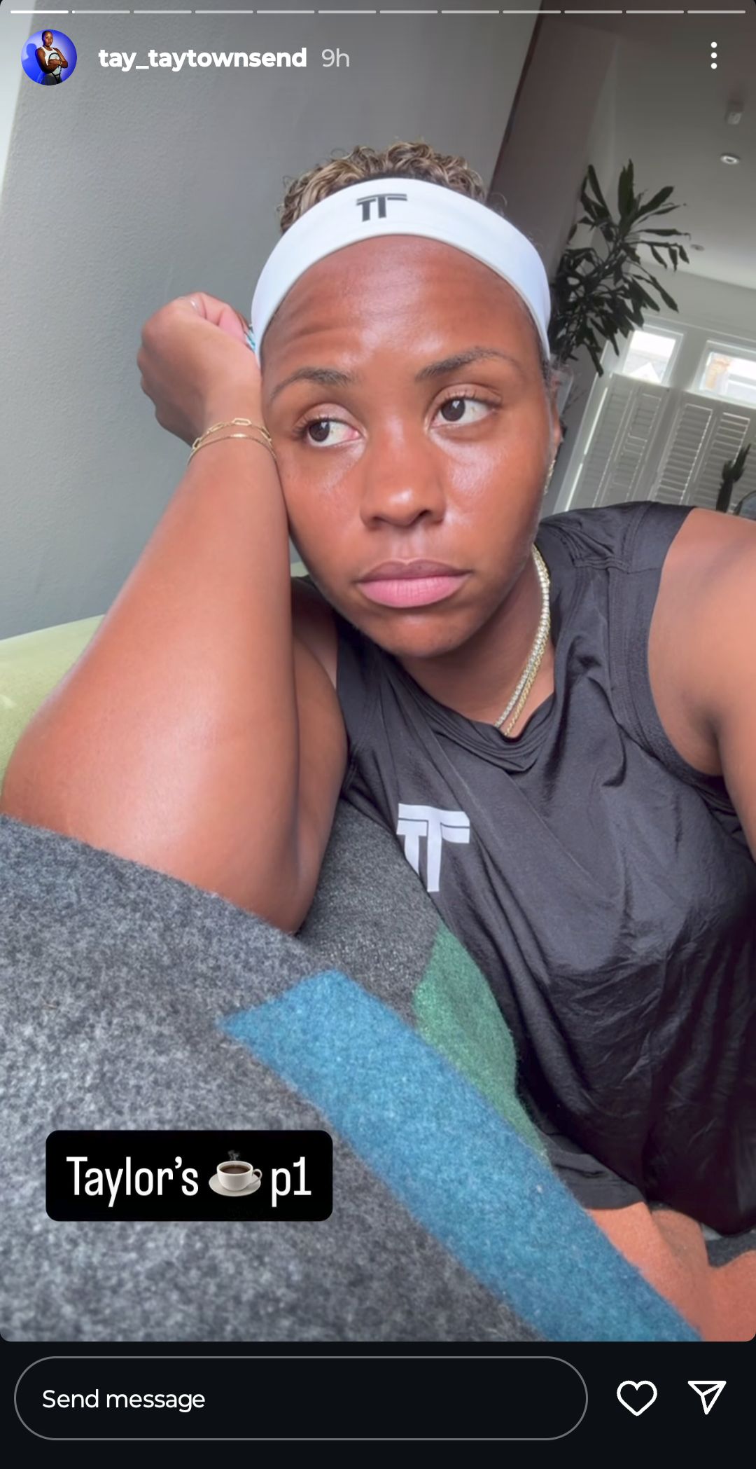 Screen grab of Taylor Townsend's Instagram story