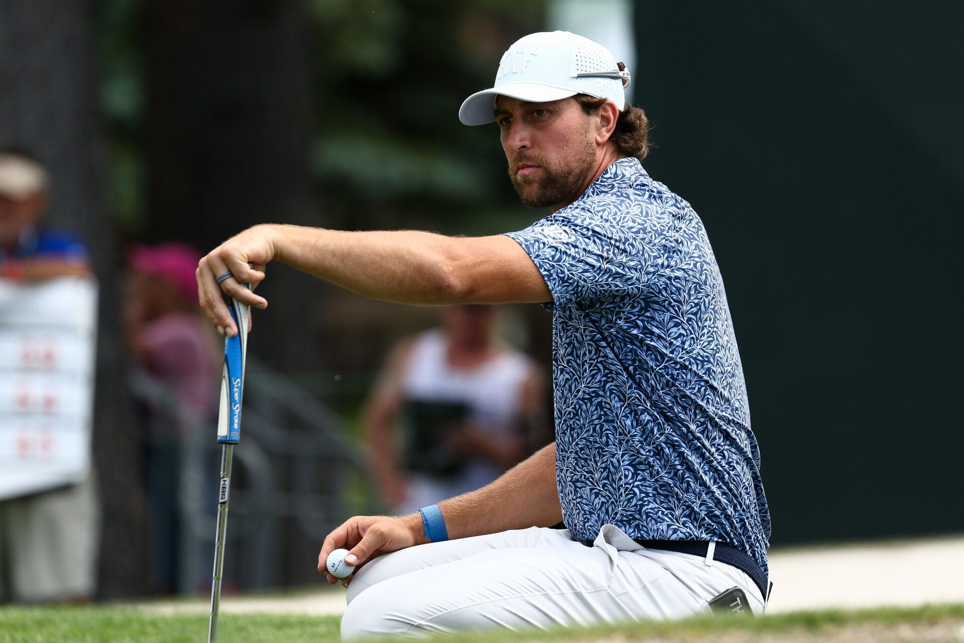 STATELINE, NEVADA - JULY 13: NFL football player Adam Thielen looks on at the 18th hole on day two of the 2024 American Century Championship at Edgewood Tahoe Golf Course on July 13, 2024 in Stateline, Nevada. (Photo by Isaiah Vazquez/Getty Images)