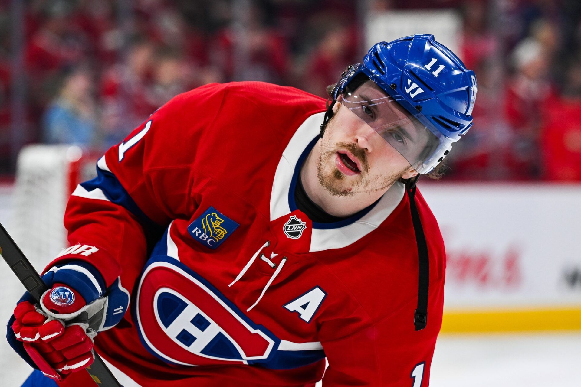 Montreal Canadiens right wing Brendan Gallagher (11) looks on in warm-up before the game against the Chicago Blackhawks at Bell Centre.
