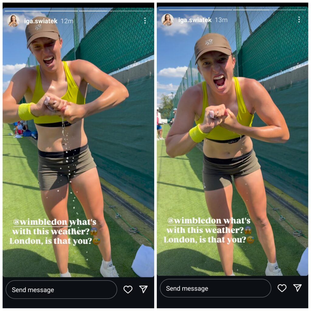 Screen grab 0f Iga Świątek's Instagram story