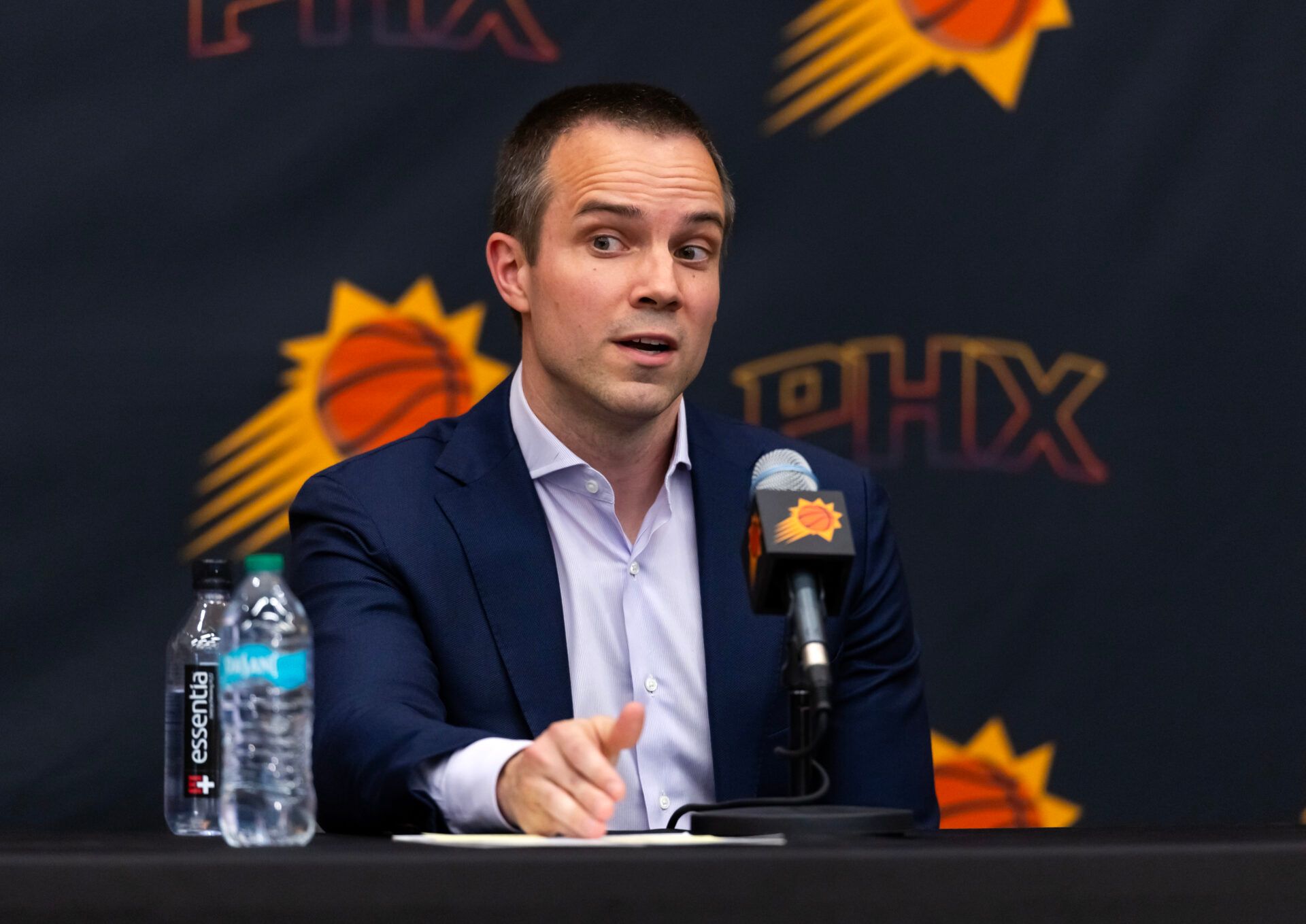 Phoenix Suns head coach Jordan Ott during an introductory press conference at the Verizon 5g Performance Center.