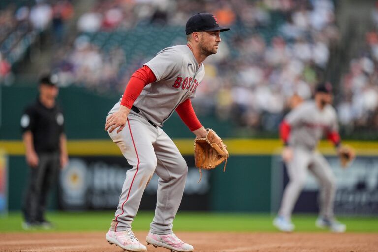 Boston Red Sox third baseman Alex Bregman (2) looks on during the fourh inning against Detroit Tigers at Comerica Park in Detroit on Wednesday, May 14, 2025. IMAGN