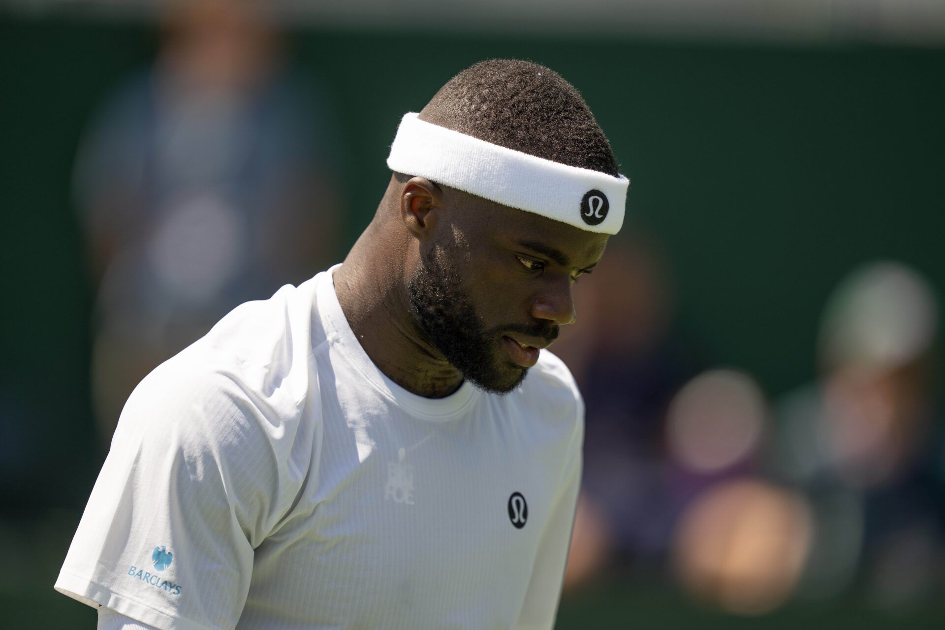 Frances Tiafoe of the United States during his match against Elmer Moller of Denmark on day one at the All England Lawn Tennis and Croquet Club.
