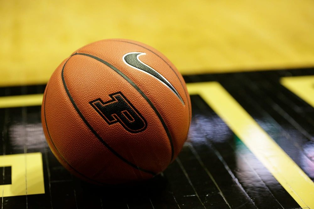 A Nike Basketball with a Purdue logo sits on the court of Mackey Arena, Sunday, Jan. 12, 2020 in West Lafayette.

File Purdue Baseketball