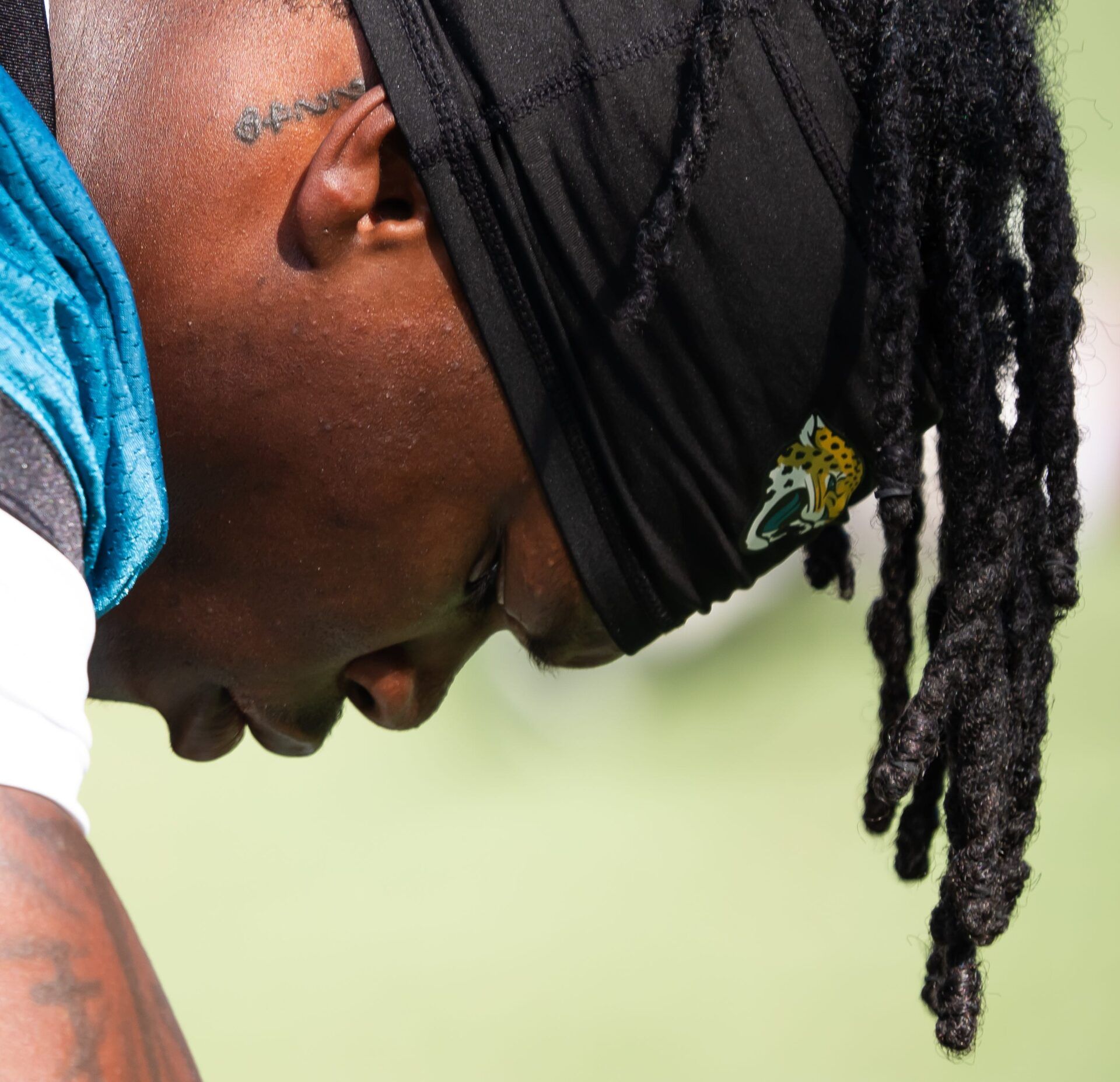 Jacksonville Jaguars wide receiver Travis Hunter (12) stretches during the Jacksonville Jaguars’ third mandatory minicamp Thursday June 12, 2025 at the Miller Electric Center in Jacksonville, Fla. [Doug Engle/Florida Times-Union]
