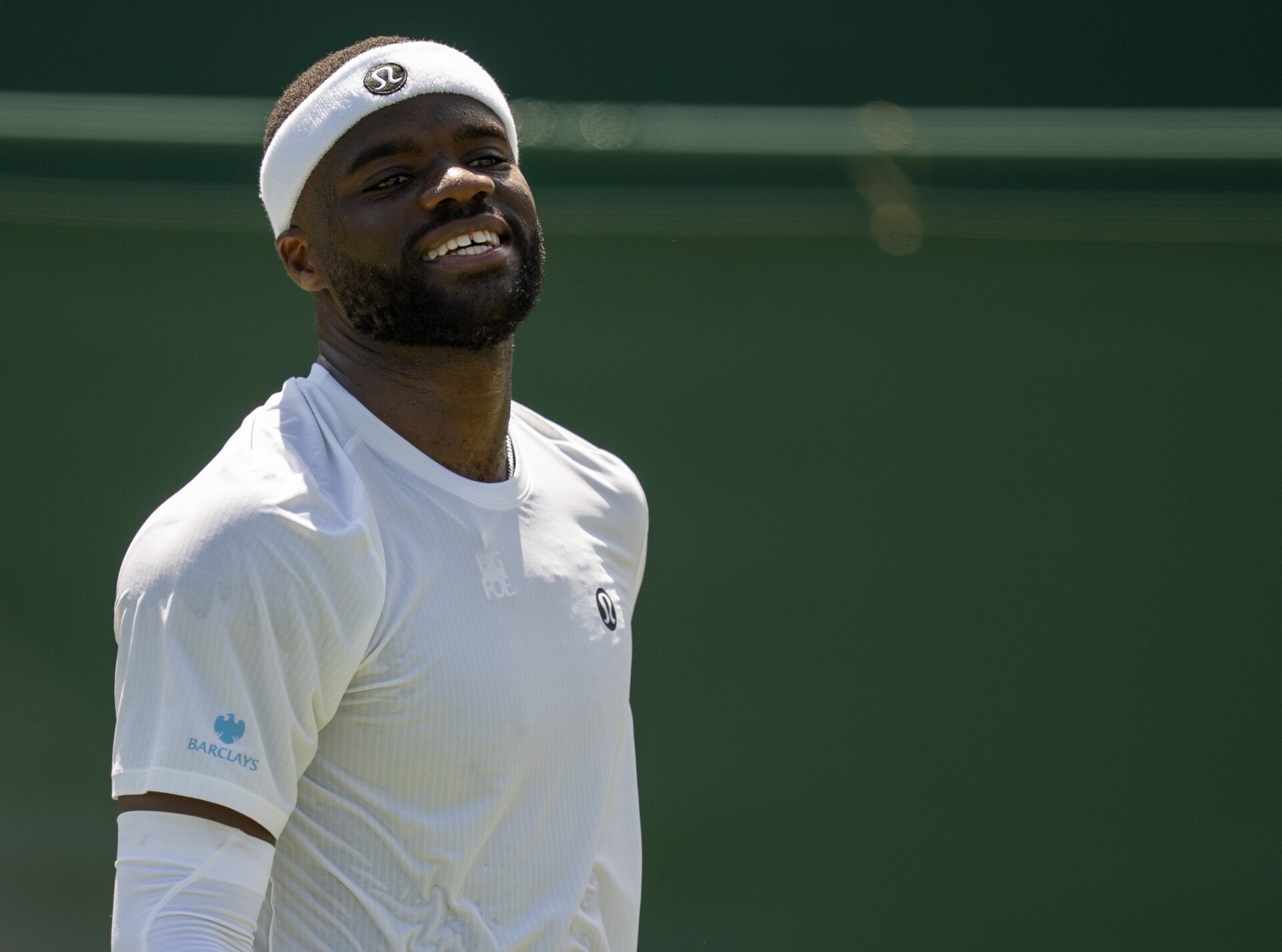 Frances Tiafoe of the United States during his match against Elmer Moller of Denmark on day one at the All England Lawn Tennis and Croquet Club.