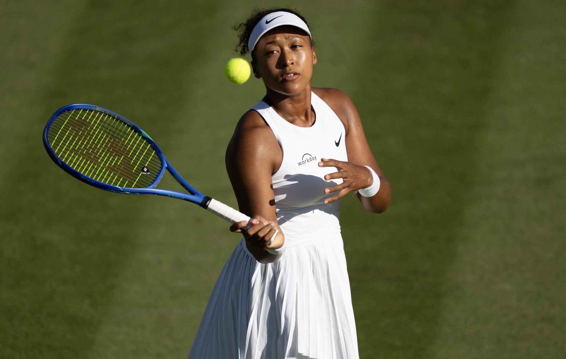 Naomi Osaka of Japan during her match against Katerina Siniakova of the Czech Republic on day three at the All England Lawn Tennis and Croquet Club.