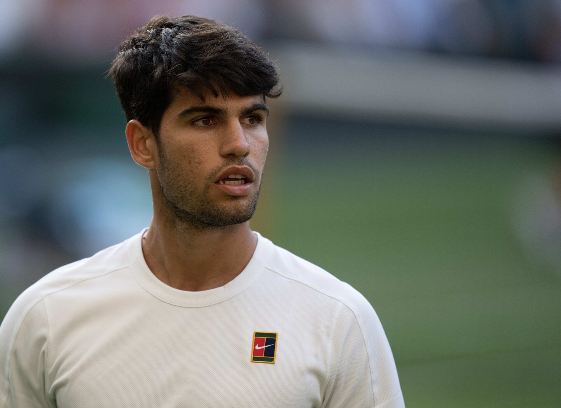 Carlos Alcaraz of Spain during his match against Jan-Lennard Struff of Germany on day five at the All England Lawn Tennis and Croquet Club.