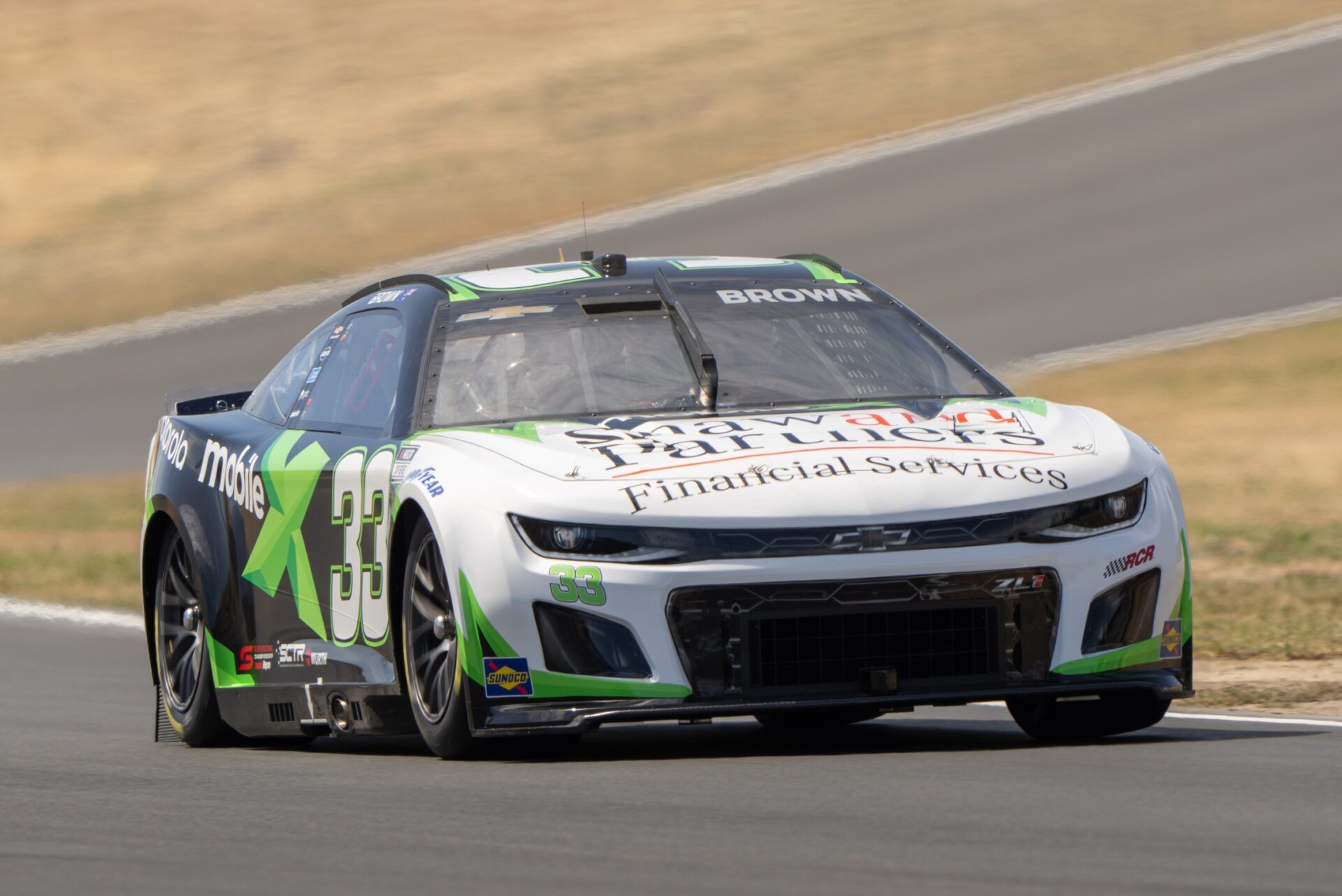 NASCAR Cup Series driver Will Brown (33) races for cup qualifications at Sonoma Raceway.