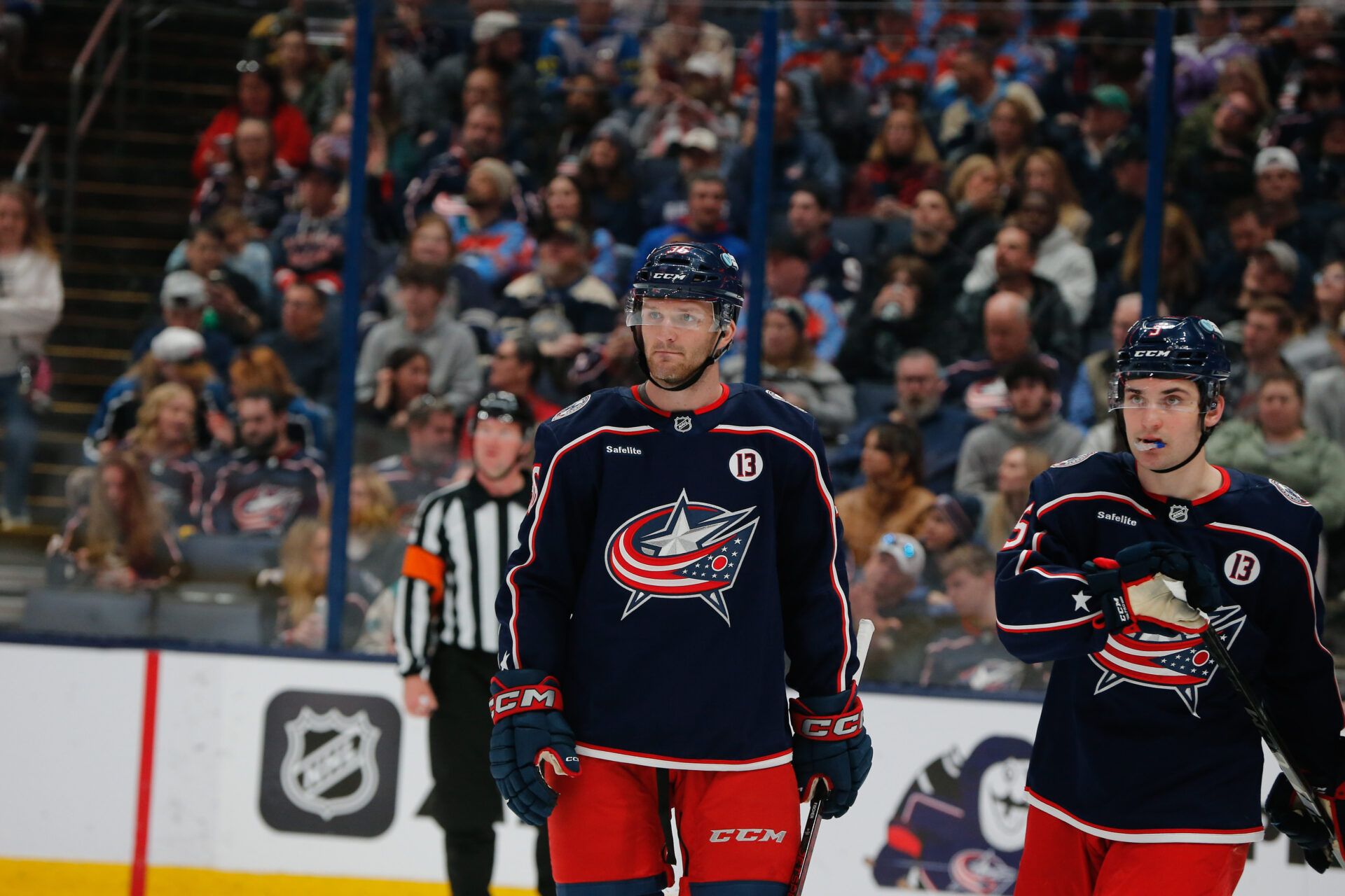 Columbus Blue Jackets right wing Christian Fischer against the Vegas Golden Knights during the second period at Nationwide Arena.