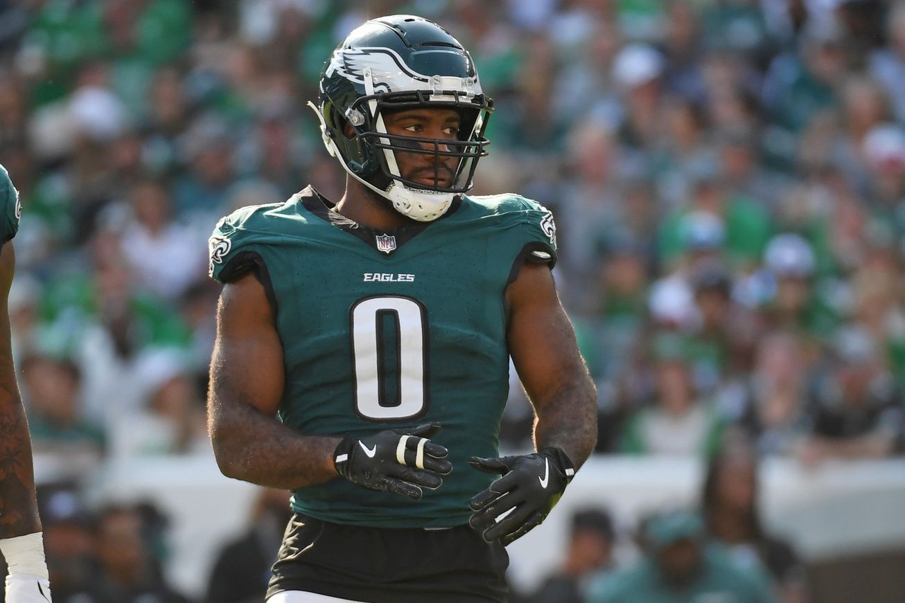 Philadelphia Eagles defensive end Bryce Huff (0) against the Cleveland Browns at Lincoln Financial Field.
