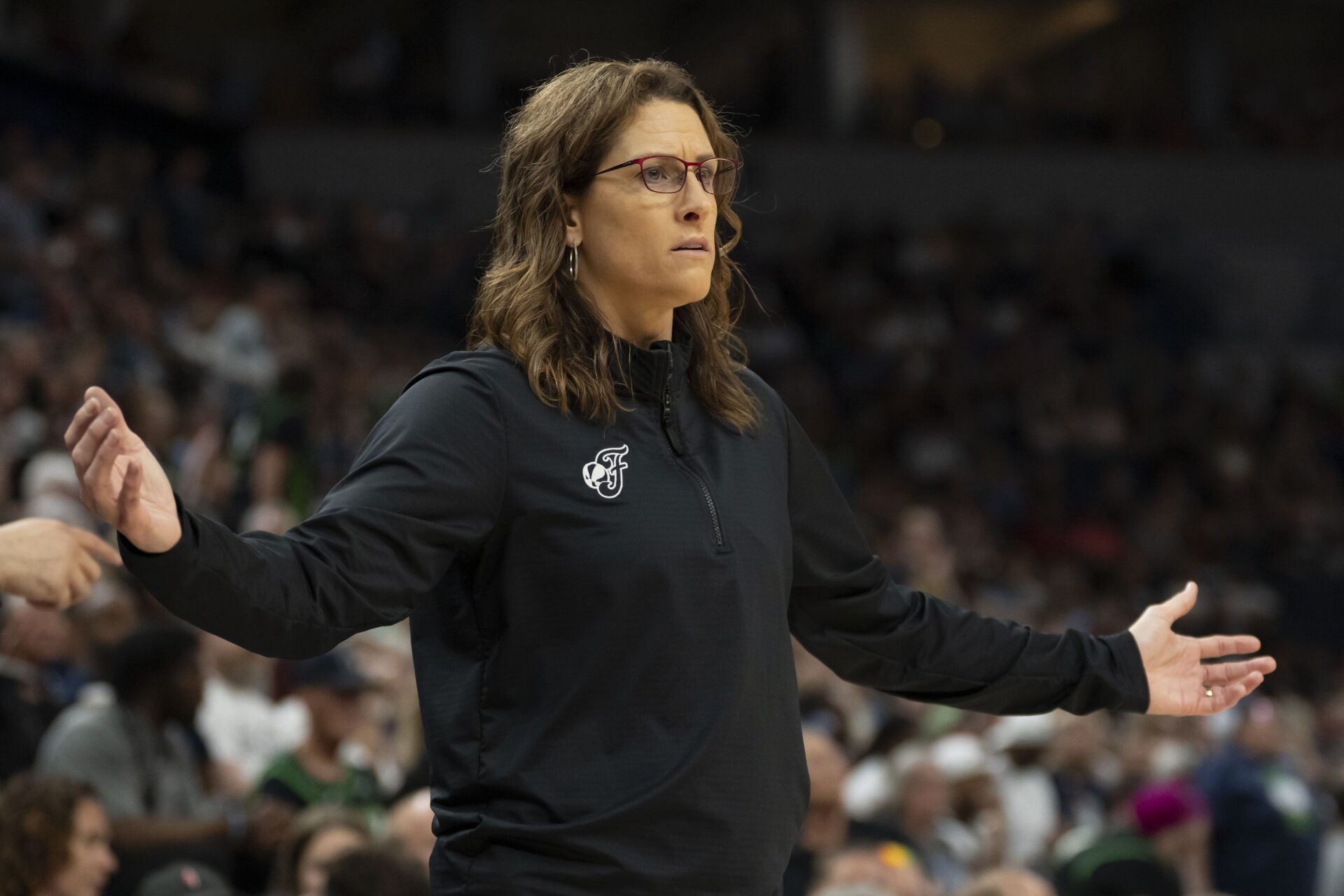 Indiana Fever head coach Stephanie White looks on against the Minnesota Lynx in the second half during the Commissioner's Cup final at Target Center.
