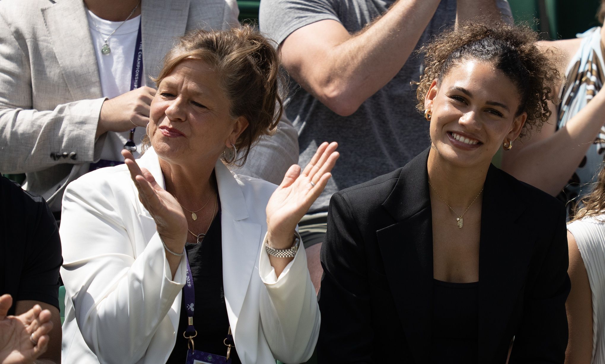 Ben Shelton's girlfriend Trinity Rodman and his mother Lisa Witsken Shelton at Wimbledon