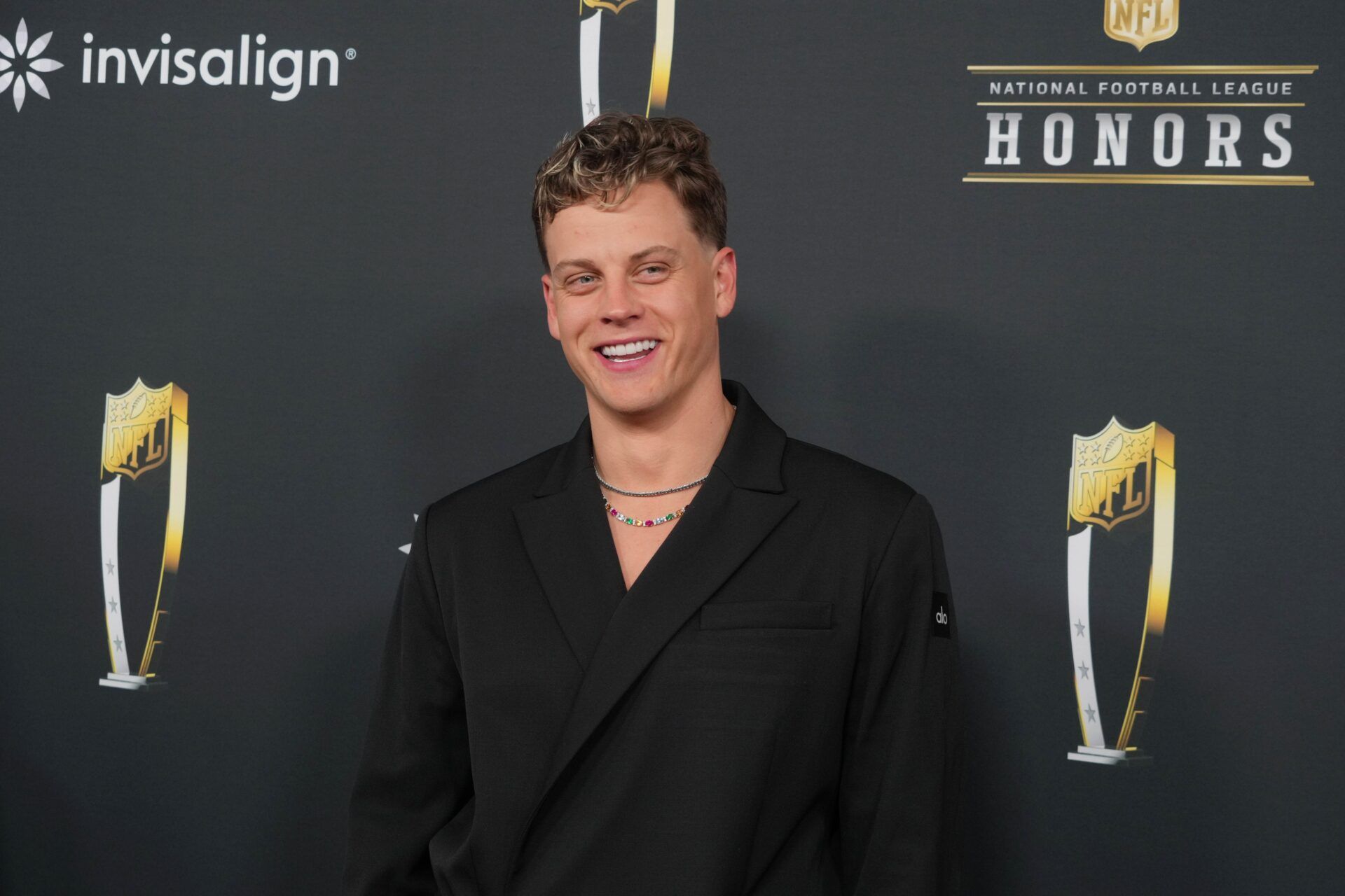 Joe Burrow on the red carpet before Super Bowl LIX NFL Honors at Saenger Theatre.
