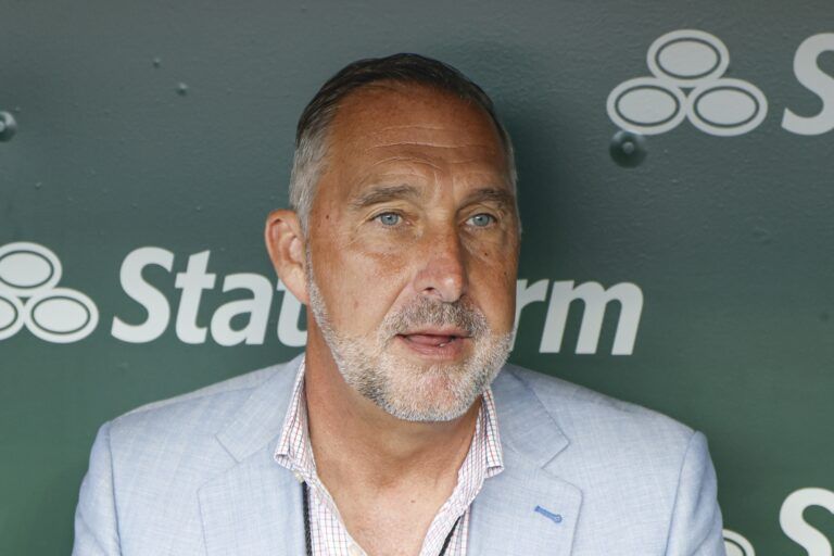 St. Louis Cardinals president of baseball operations John Mozeliak speaks before a baseball game against the Chicago Cubs at Wrigley Field.