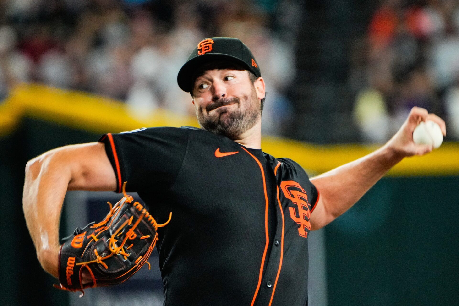 San Francisco Giants pitcher Robbie Ray (38) during the ninth inning during a game between the Arizona Diamondbacks and the San Francisco Giants at Chase Field.