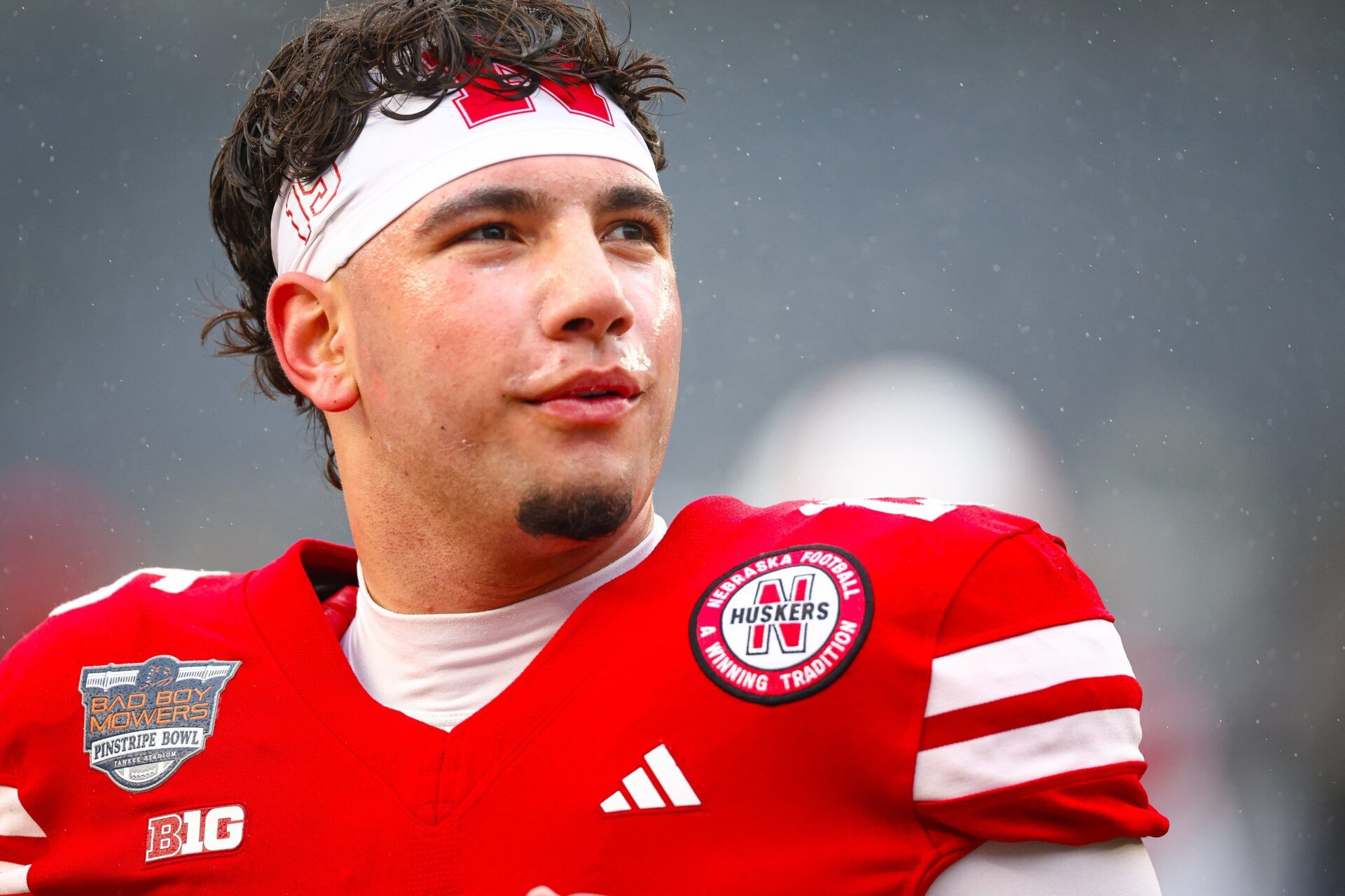 Nebraska Cornhuskers quarterback Dylan Raiola (15) looks on before the game against the Boston College Eagles at Yankee Stadium.