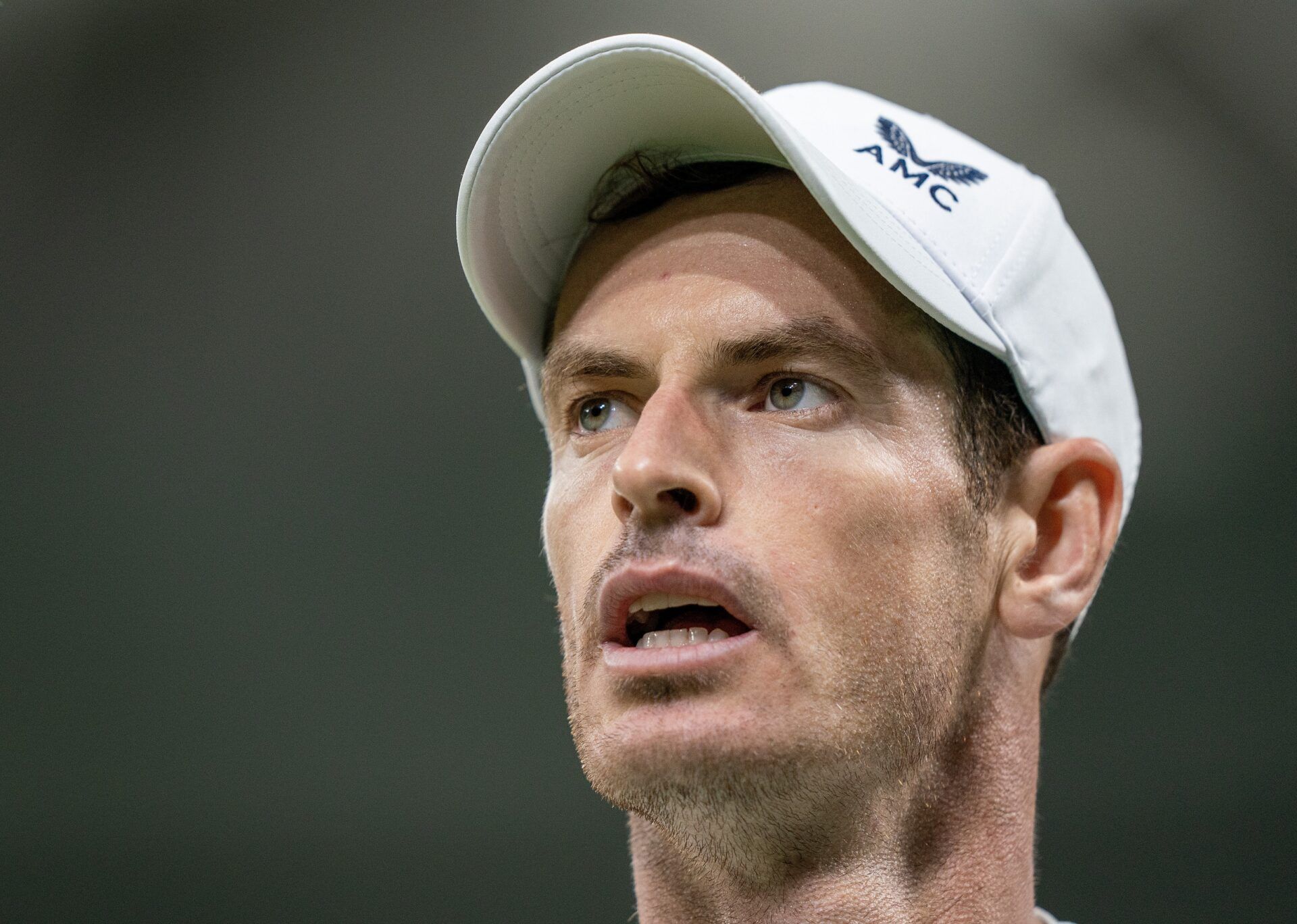 Andy Murray (GBR)  during his match against Stefanos Tsitsipas (GRE) on day four at the All England Lawn Tennis and Croquet Club.