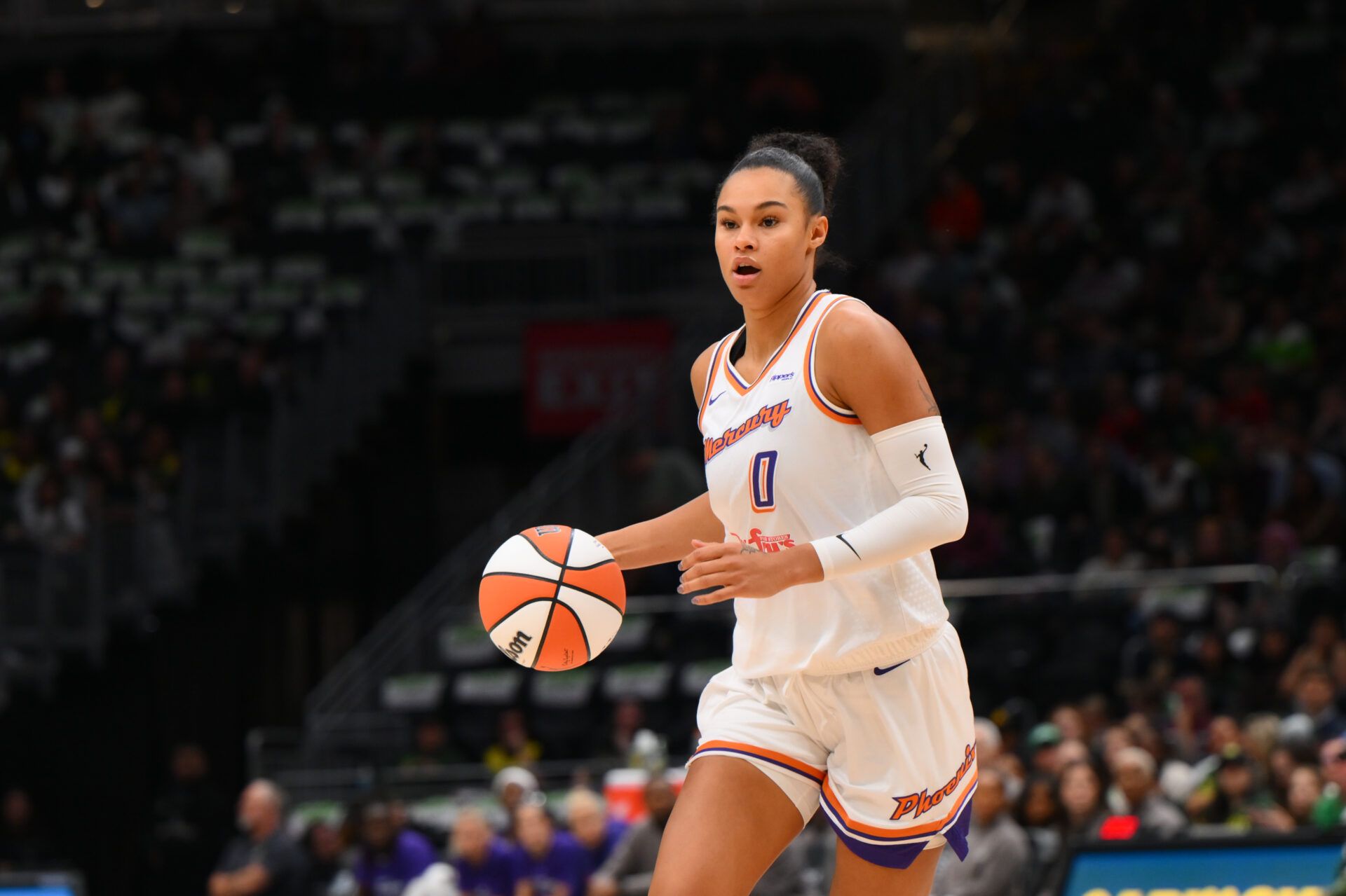 Phoenix Mercury forward Satou Sabally (0) during the second half against the Seattle Storm at Climate Pledge Arena.