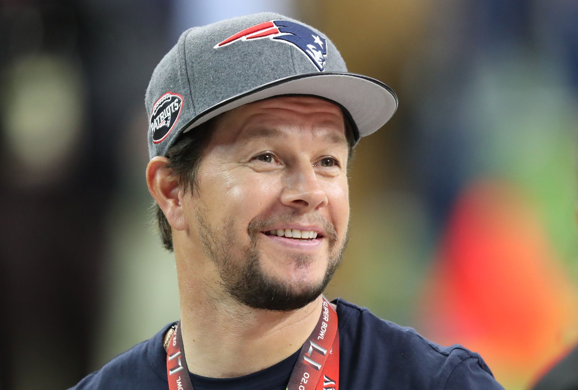 New England Patriots fan and actor Mark Wahlberg in attendance before Super Bowl LI against the Atlanta Falcons at NRG Stadium.