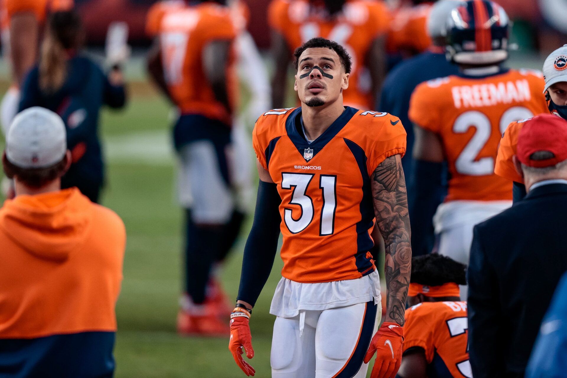 Denver Broncos safety Justin Simmons (31) in the fourth quarter against the Los Angeles Chargers at Empower Field at Mile High.
