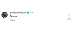 Screengrab of Aryna Sabalenka's boyfriend Georgios Frangulis' comment on Instagram