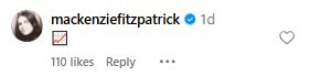 Mackenzie Fitzpatrick comment on Out2Win post ( credits: @out2win? Instagram)
