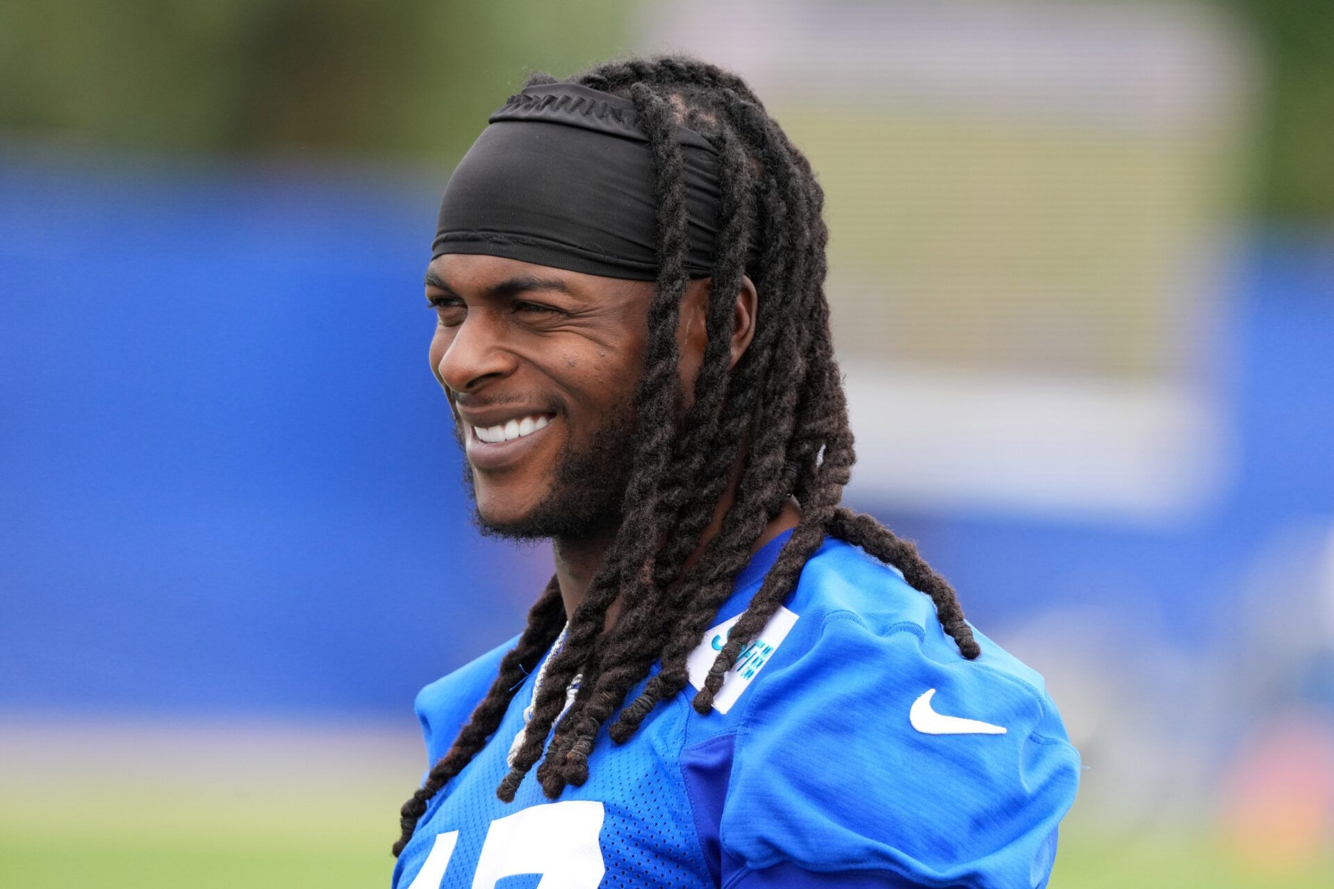 Los Angeles Rams receiver Davante Adams (17) during organized team activities at Rams Practice Facility.