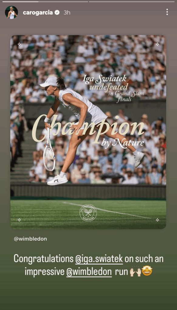 Caroline Garcia's Instagram story