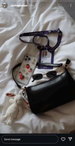 Emma Shelton's match essentials including her Wimbledon ID card