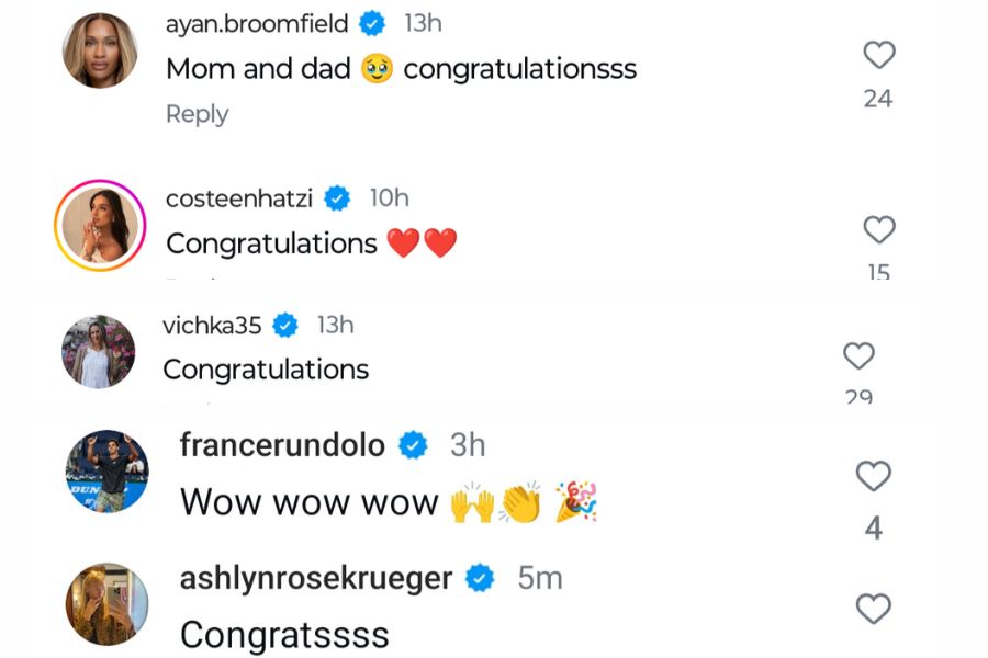 Screen grab of tennis world's reaction to Tommy Paul and Paige Lorenze's engagement announcement