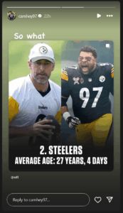 Cam Heyward's Instagram story
