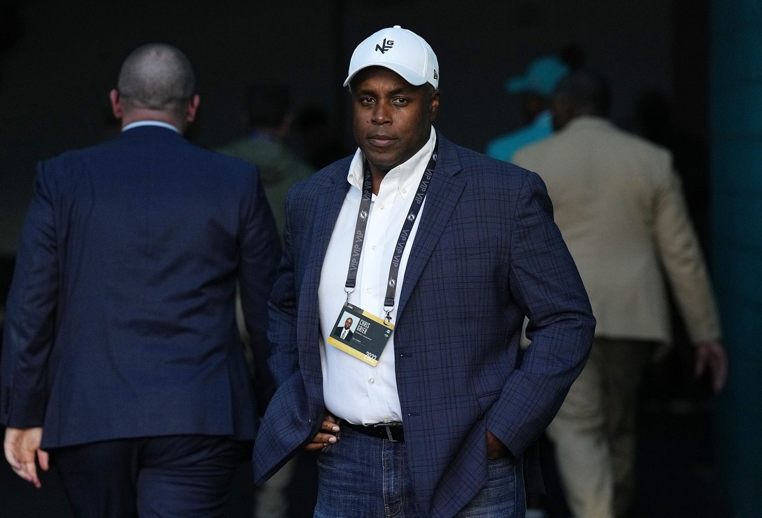 Miami Dolphins General Manager Chris Grier waits for his team to come off the field after defeating the Cleveland Browns 39-17 at Hard Rock Stadium in Miami Gardens, Nov. 13, 2022.

Photos Cleveland Browns V Miami Dolphins 43