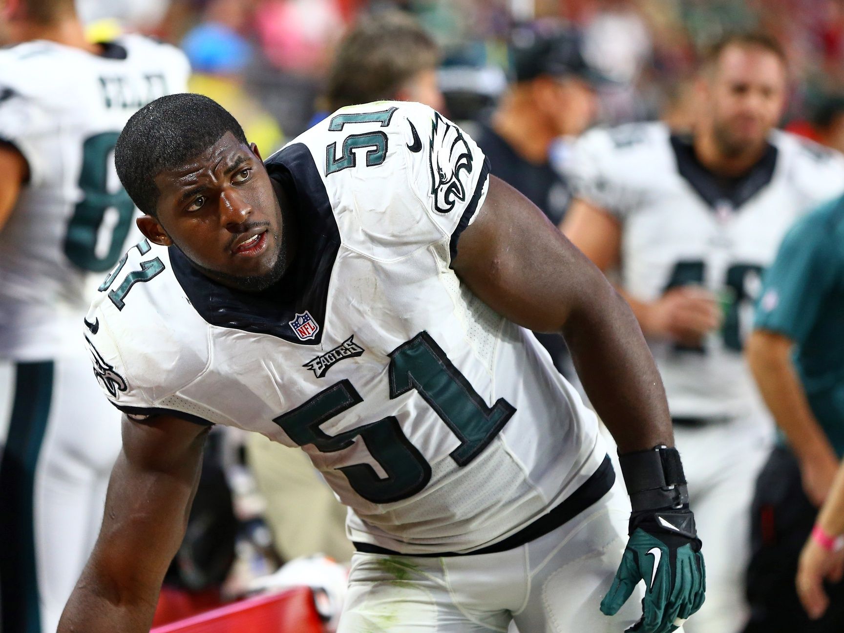 Philadelphia Eagles linebacker Emmanuel Acho (51) against the Arizona Cardinals at University of Phoenix Stadium. The Cardinals defeated the Eagles 24-20.