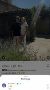 Alex de Minaur's comment on Katie Boulter's post