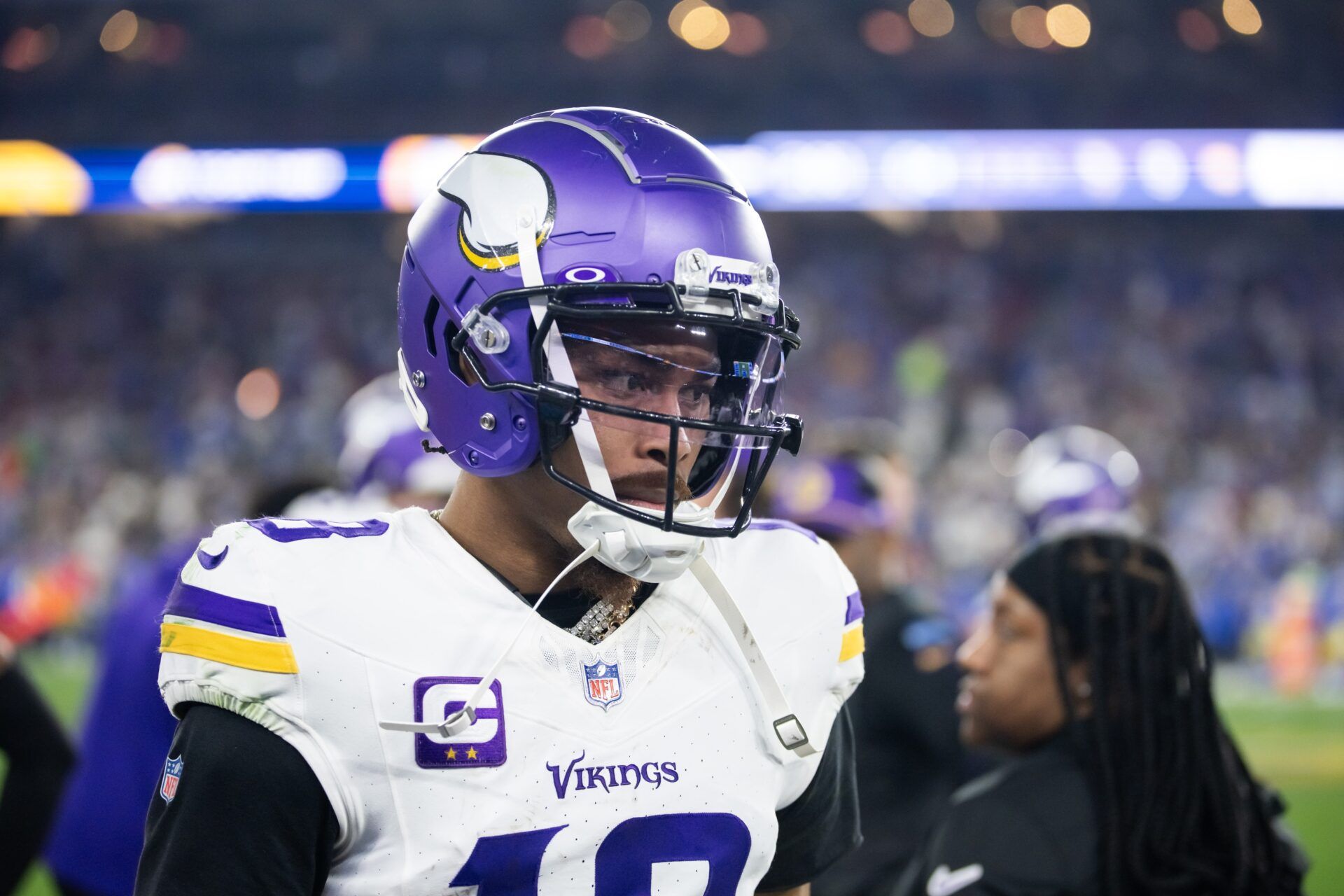 Minnesota Vikings wide receiver Justin Jefferson (18) against the Los Angeles Rams during an NFC wild card game at State Farm Stadium.