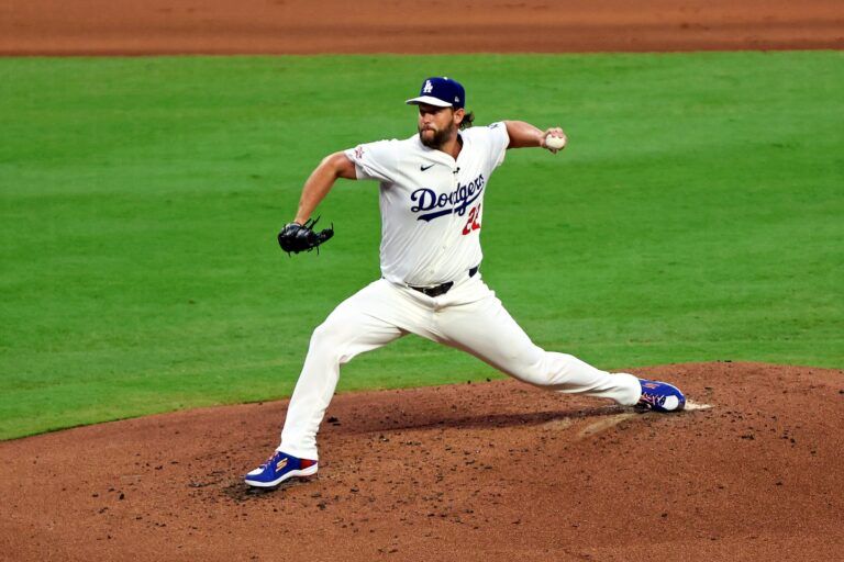 National League pitcher Clayton Kershaw (22) of the Los Angeles Dodgers pitcher during the first inning during the 2025 MLB All Star Game at Truist Park.