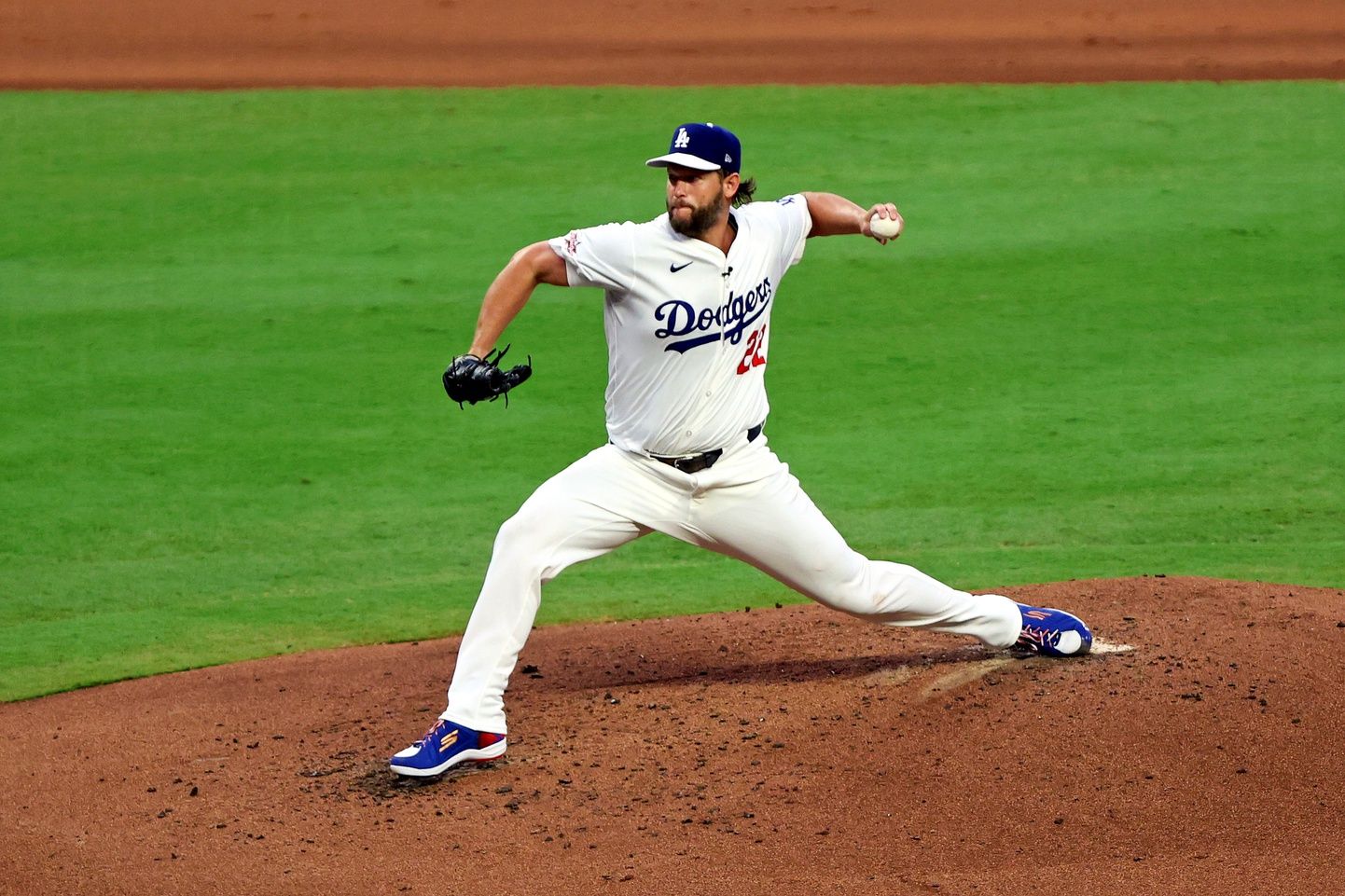 National League pitcher Clayton Kershaw (22) of the Los Angeles Dodgers pitcher during the first inning during the 2025 MLB All Star Game at Truist Park.