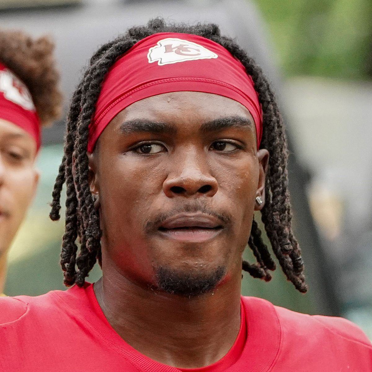 KKansas City Chiefs wide receiver Rashee Rice (4) walks from the locker room to the practice fields during training camp at Missouri Western State University.