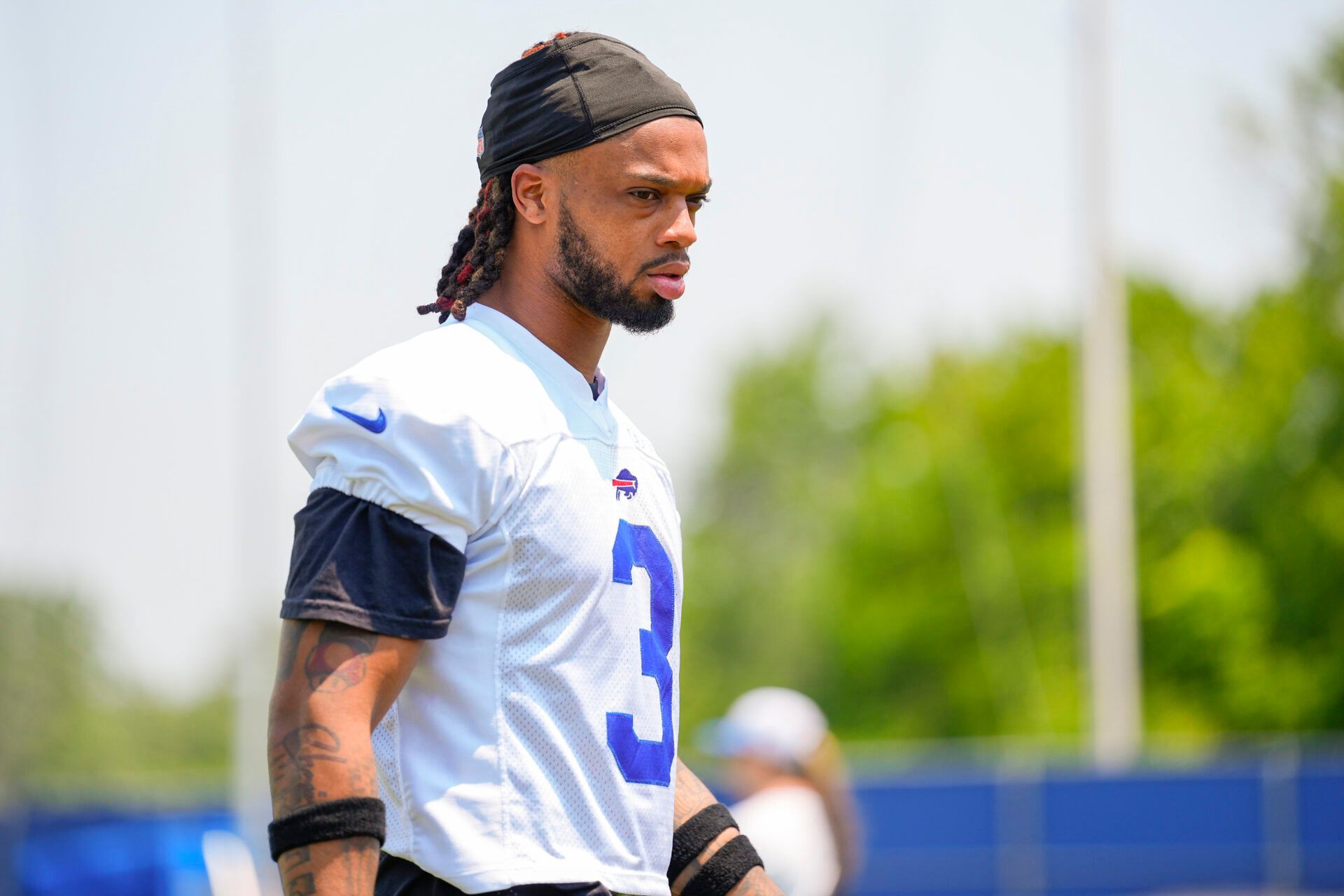 Buffalo Bills safety Damar Hamlin (3) during Minicamp at Highmark Stadium.